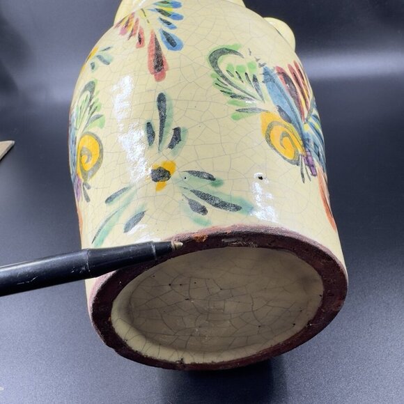 Venetian Italian Pottery Vase Jug With Handles Crackled Glaze Fruit Vegetable - Picture 5 of 16